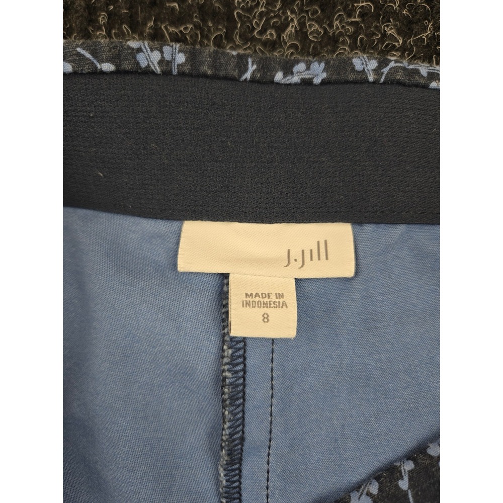 J. Jill Womens Navy Blue Floral Slim Leg Ankle Pants Size 8 Cotton Blend Stretch - Picture 2 of 9